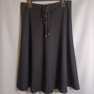BGDK  Women's Black Lace up Front Flare Skirt. Size 12.